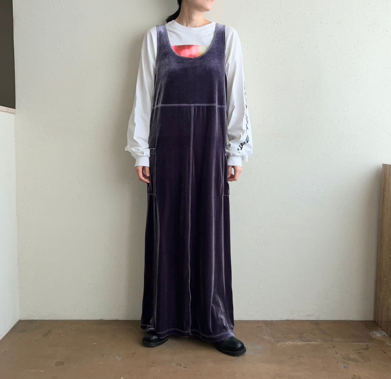 90s Velor Maxi Dress Made in USA Dead Stock