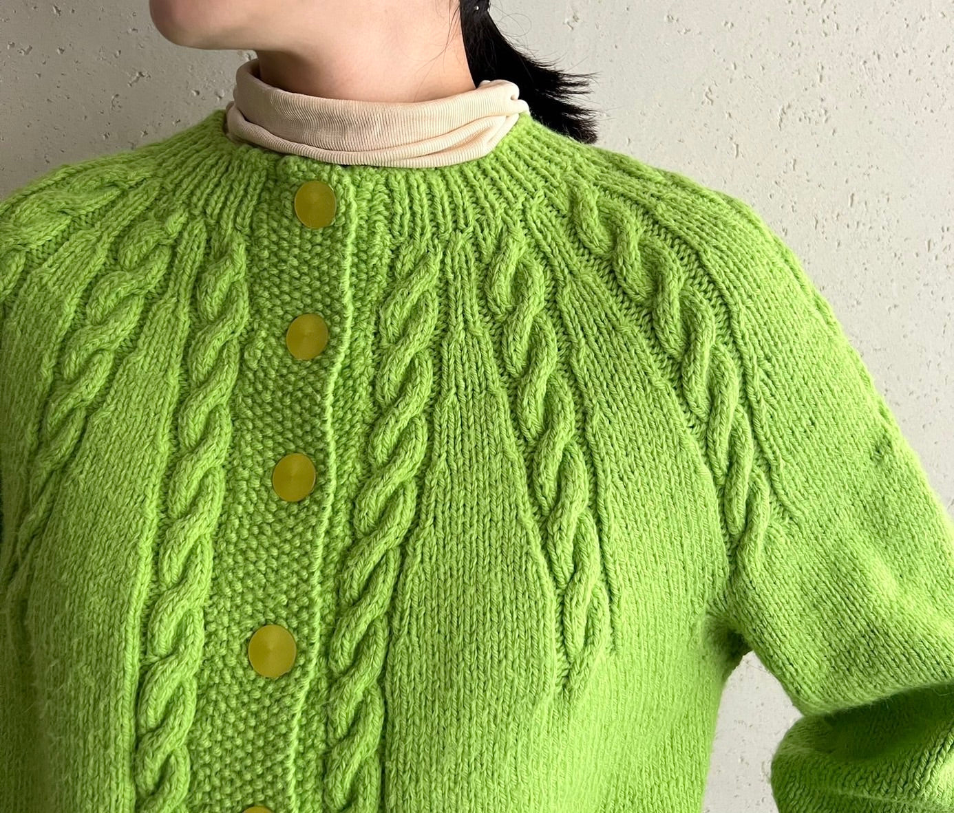 80s Light Green Knit Cardigan