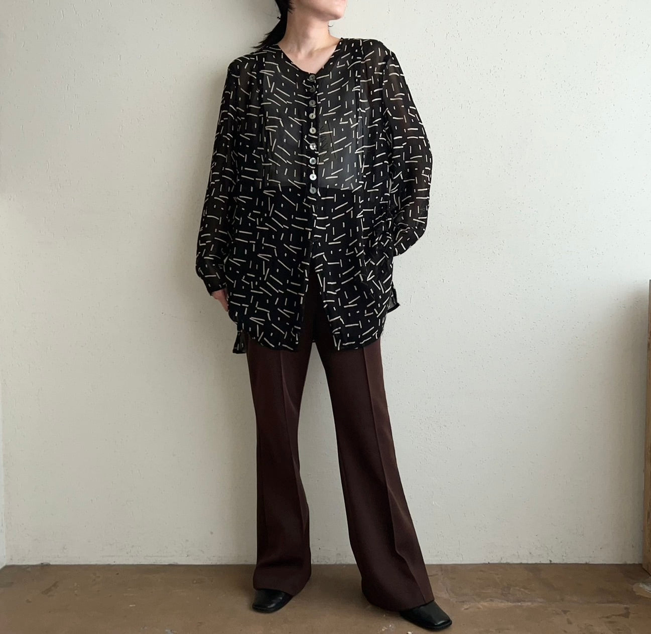 90s EURO Sheer Printed Shirt Dead Stock