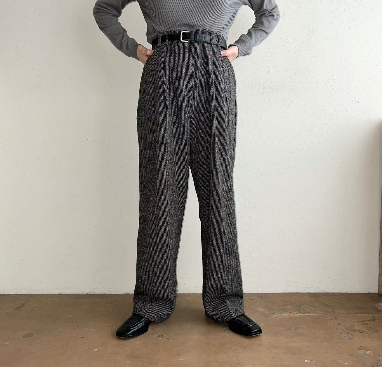 90s "AKA Eddie Bauer" Silk wool Mix Wide Pants