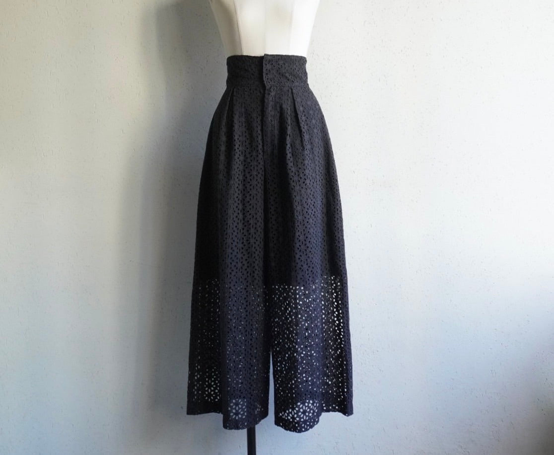60s Cutwork Lace High Waisted Wide Pants