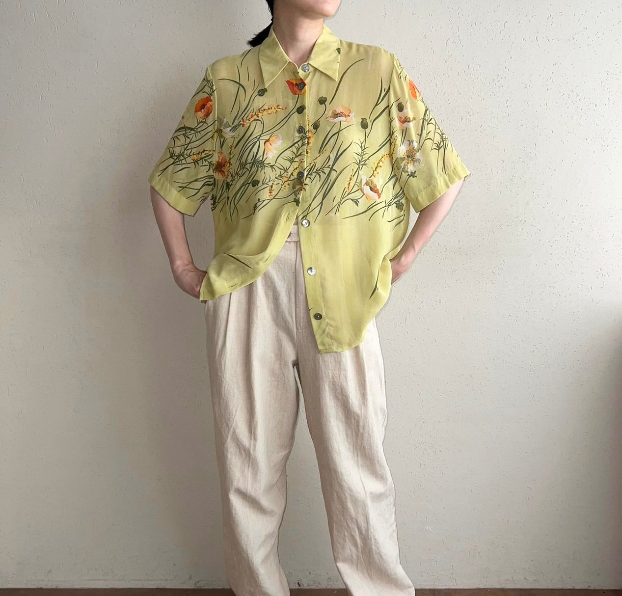 90s EURO Printed Sheer Shirt