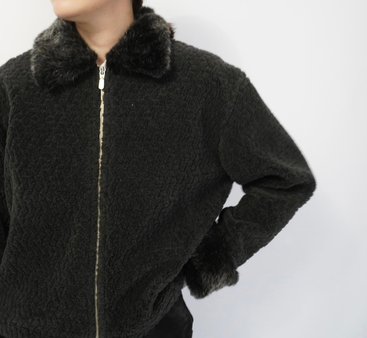 90s Fur Zip Top,Jacket