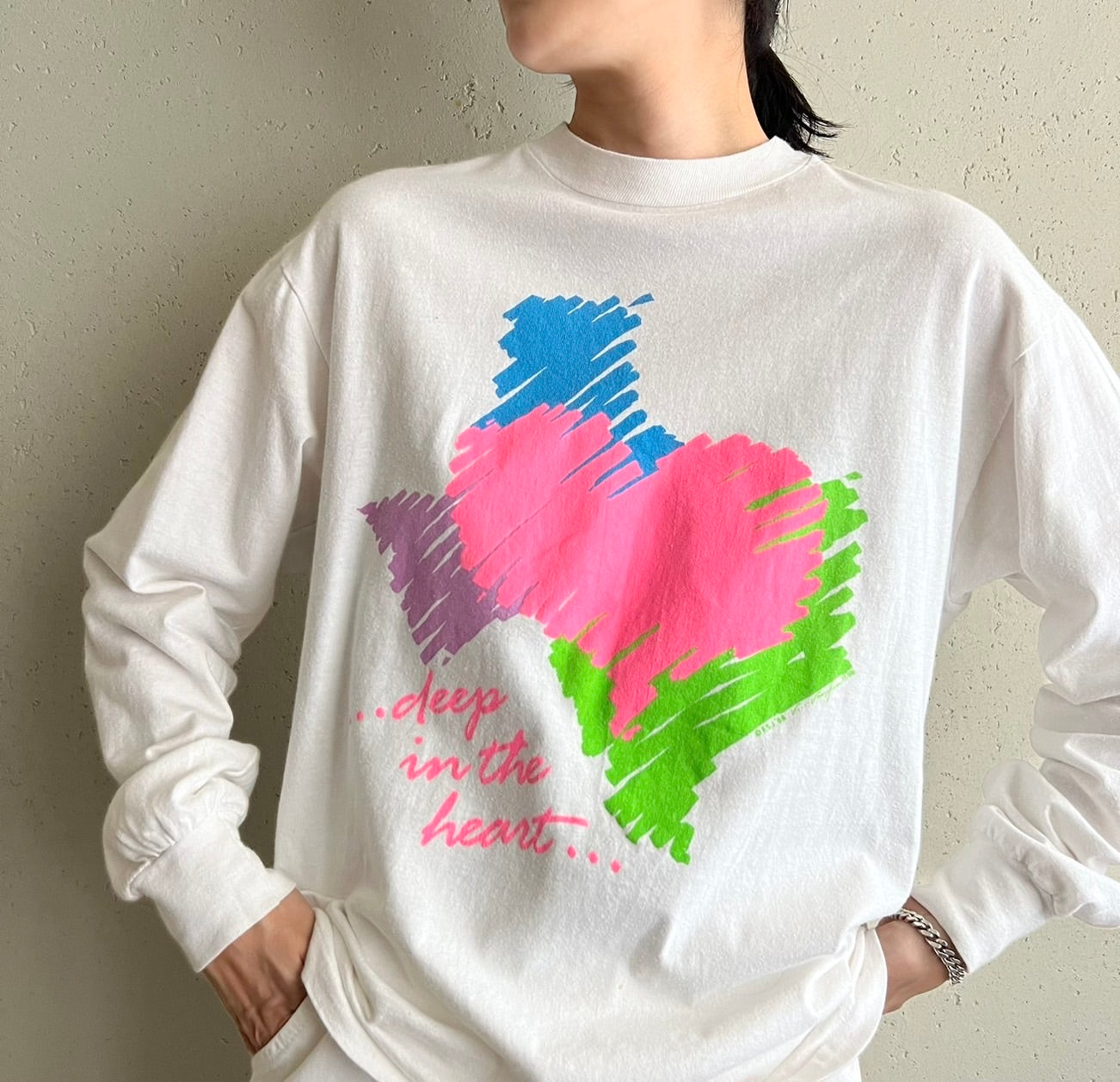 80s Printed Long Sleeves T-shirt Made in USA