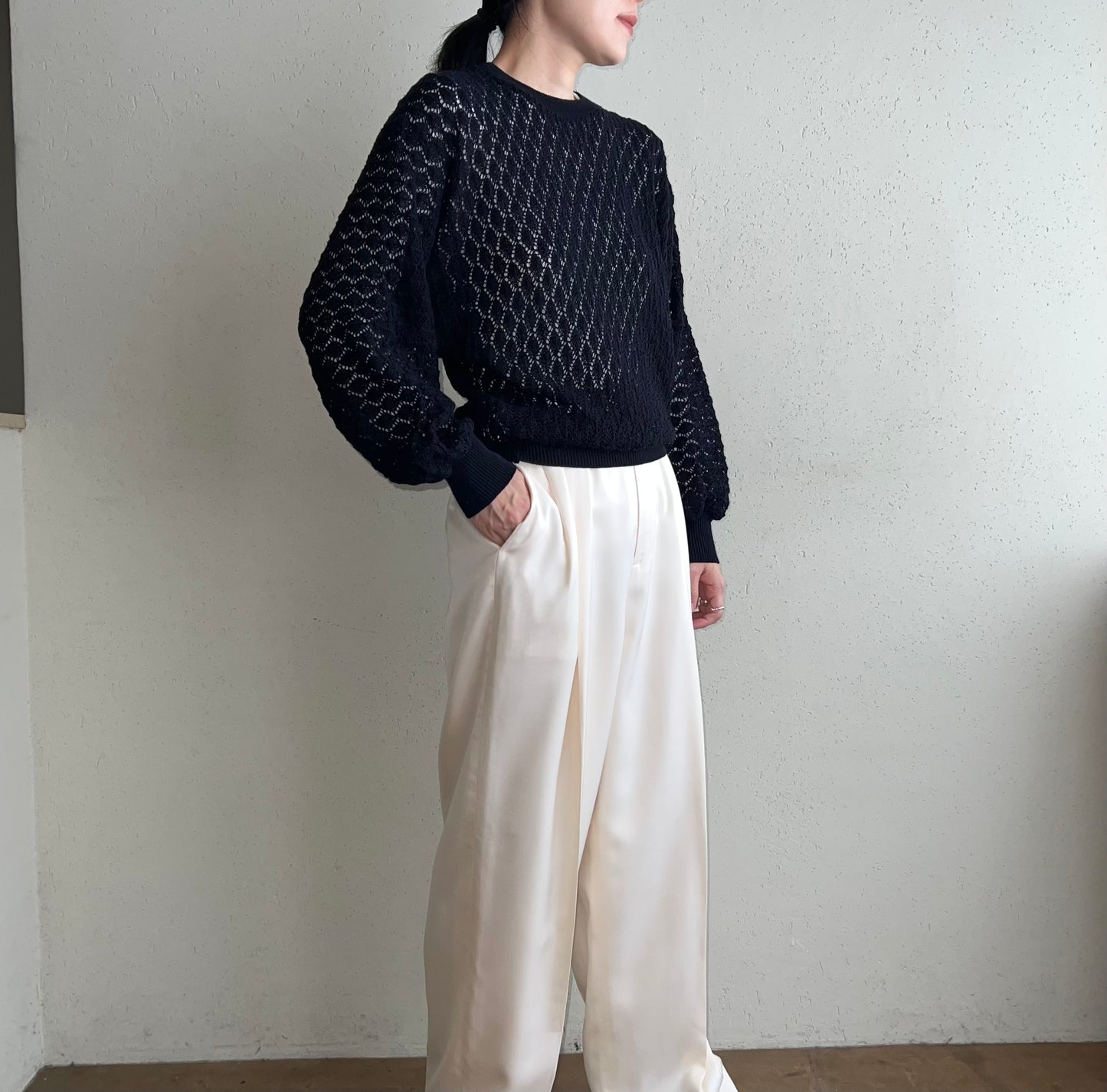 70s Crochet Knit Top Made in USA