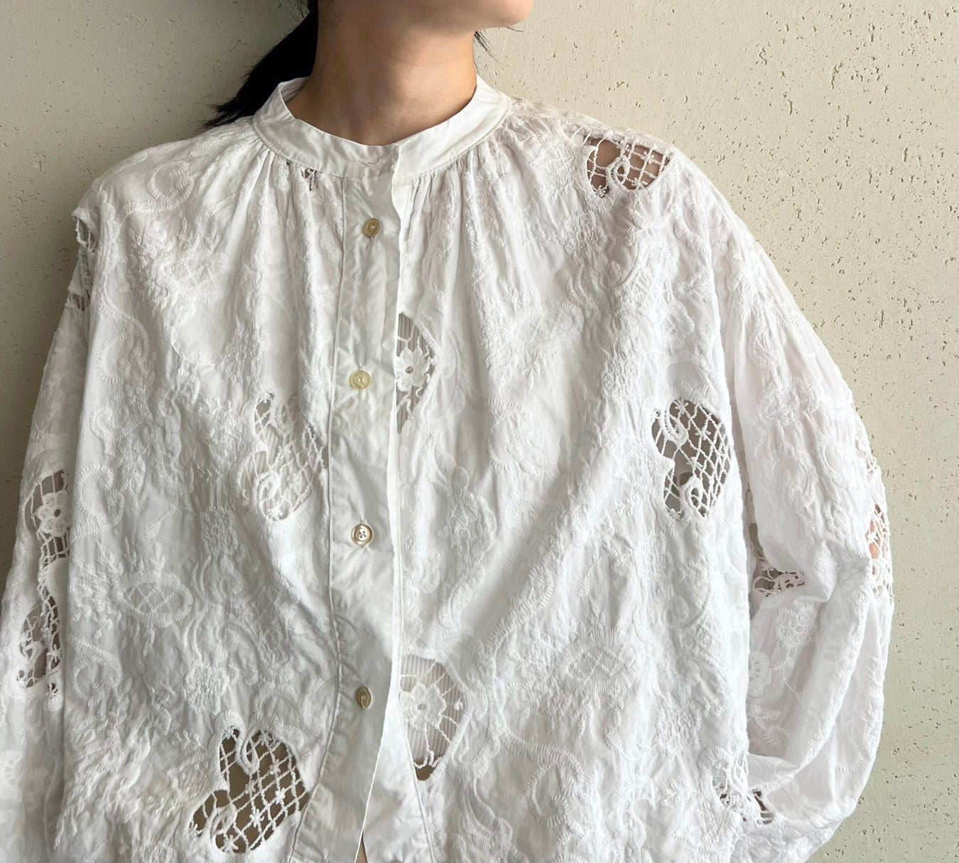 White Cut Lace Blouse