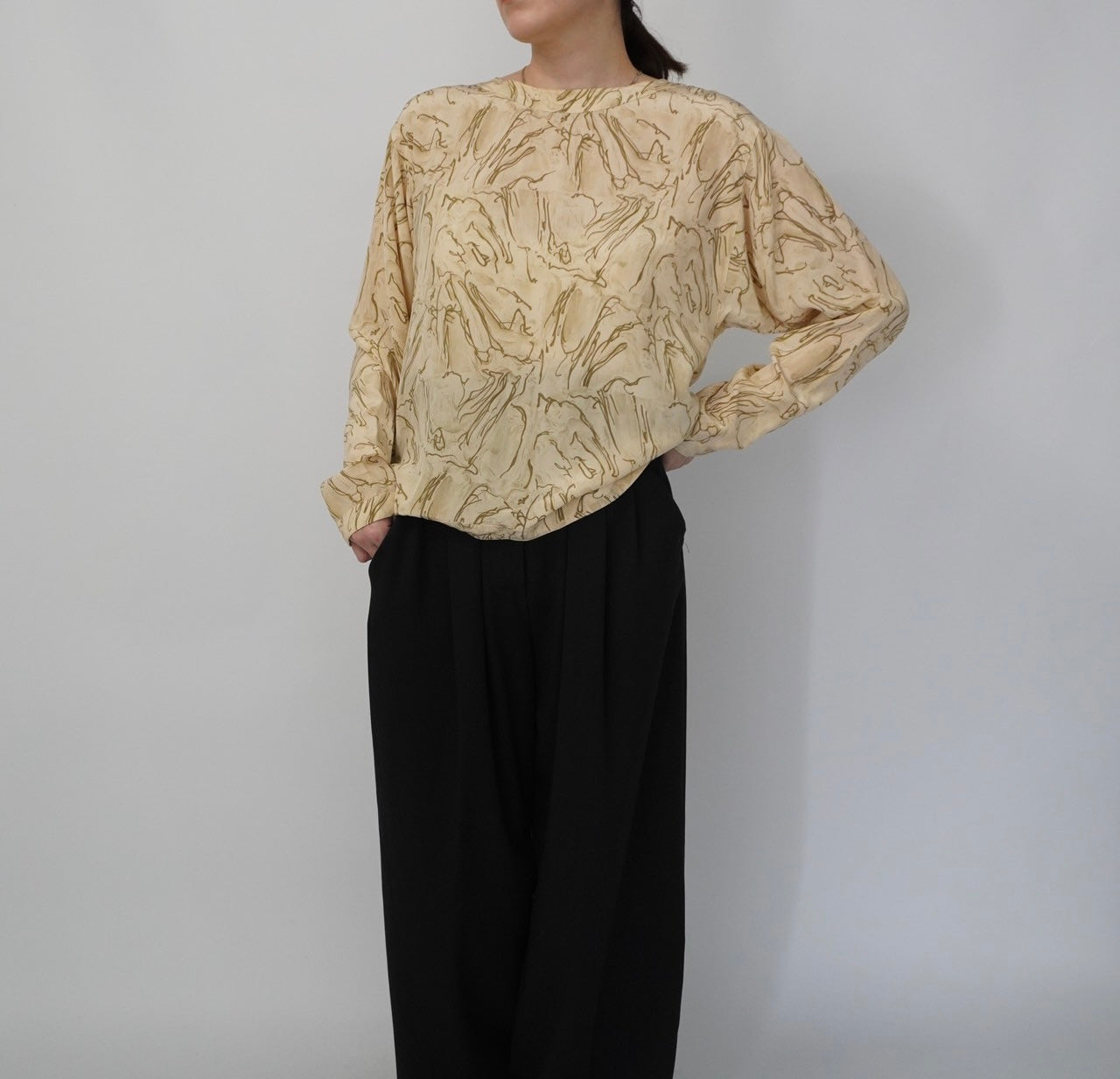 80s Silk Pattern Blouse