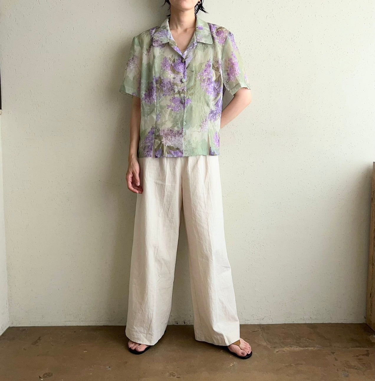 90s Printed Sheer Shirt