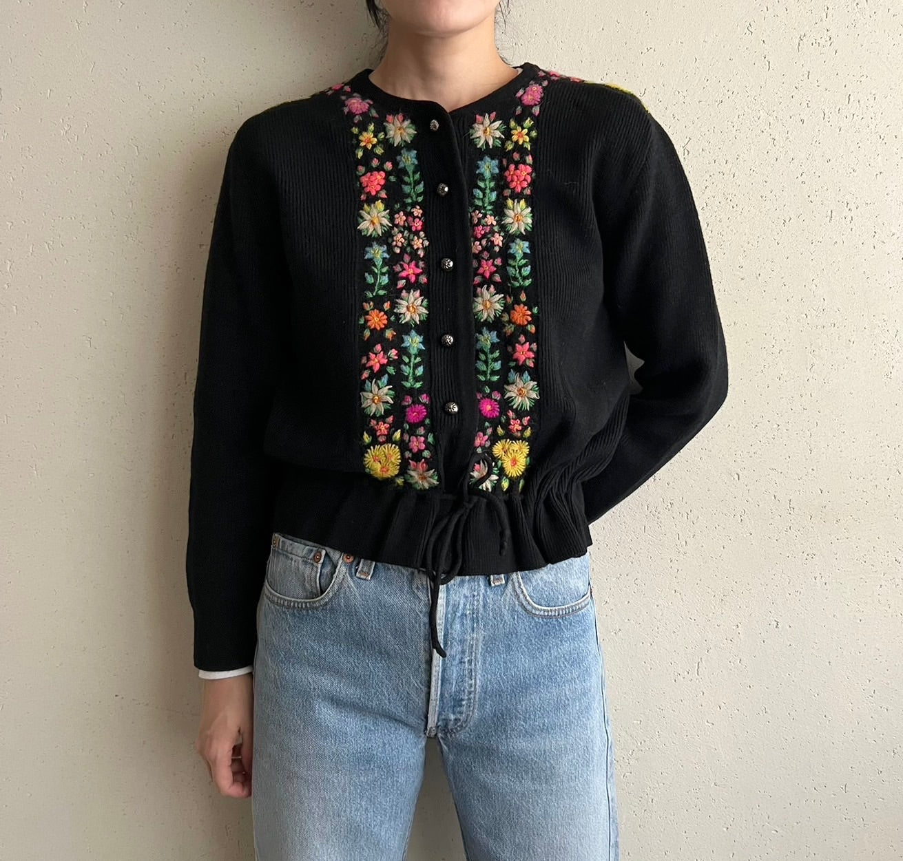 80s Embroidery Knit Cardigan