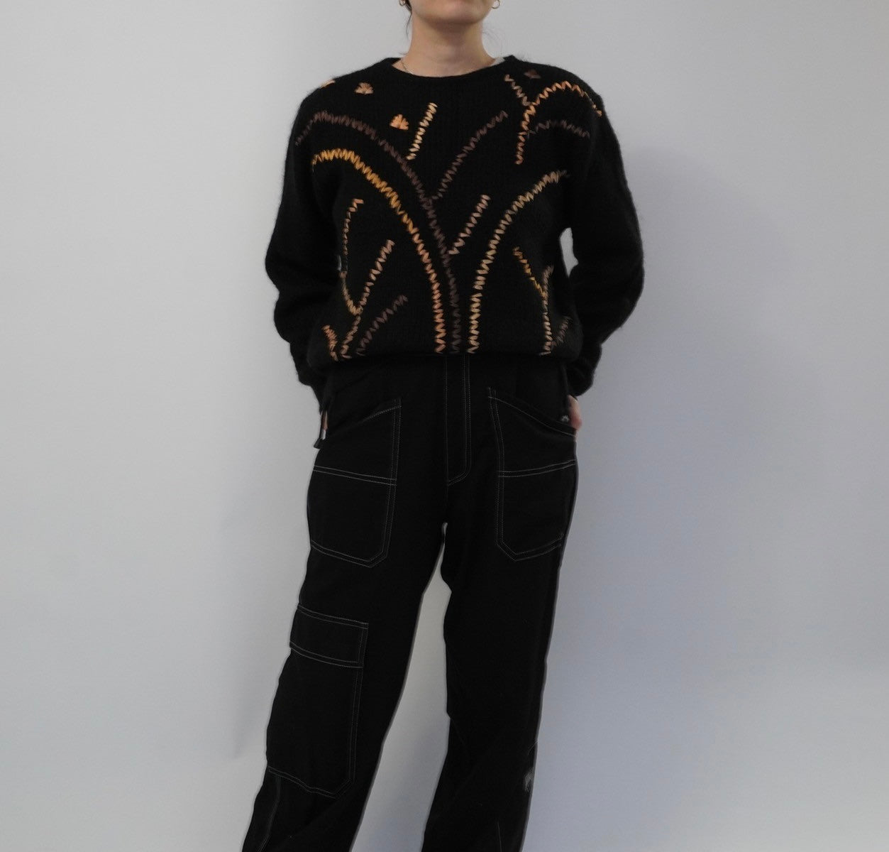80s EURO Ribbon Design Mohair Knit