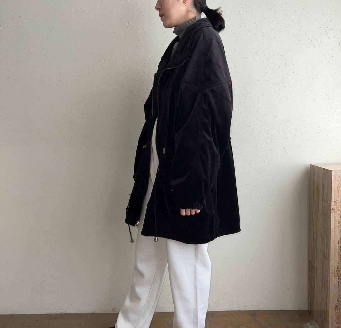 90s Black Velour Reversible Jacket