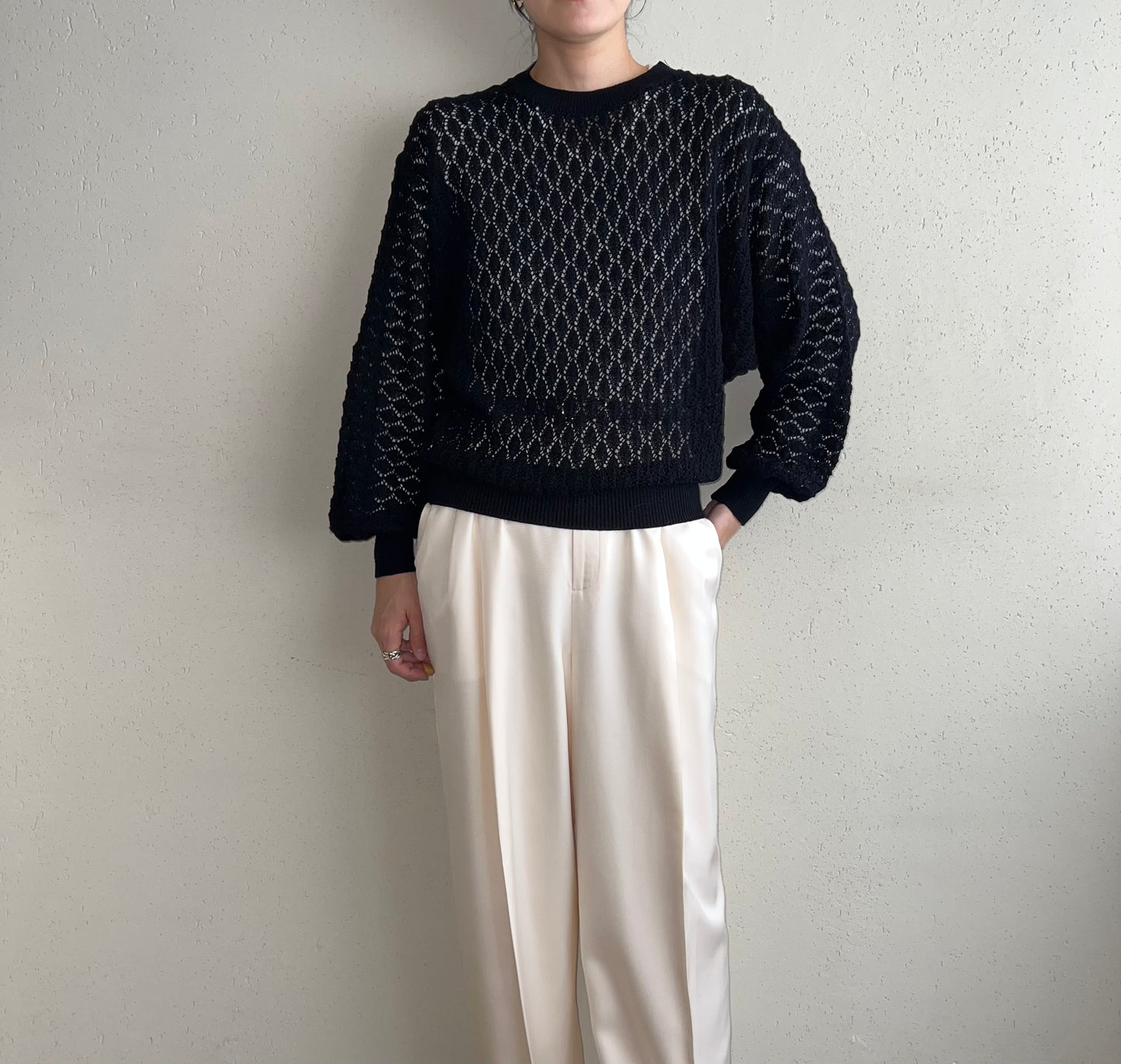 70s Crochet Knit Top Made in USA