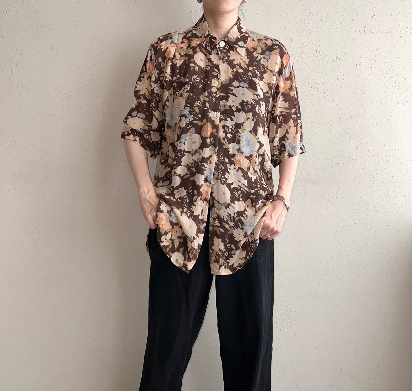 90s EURO Sheer Pattern Printed Shirt