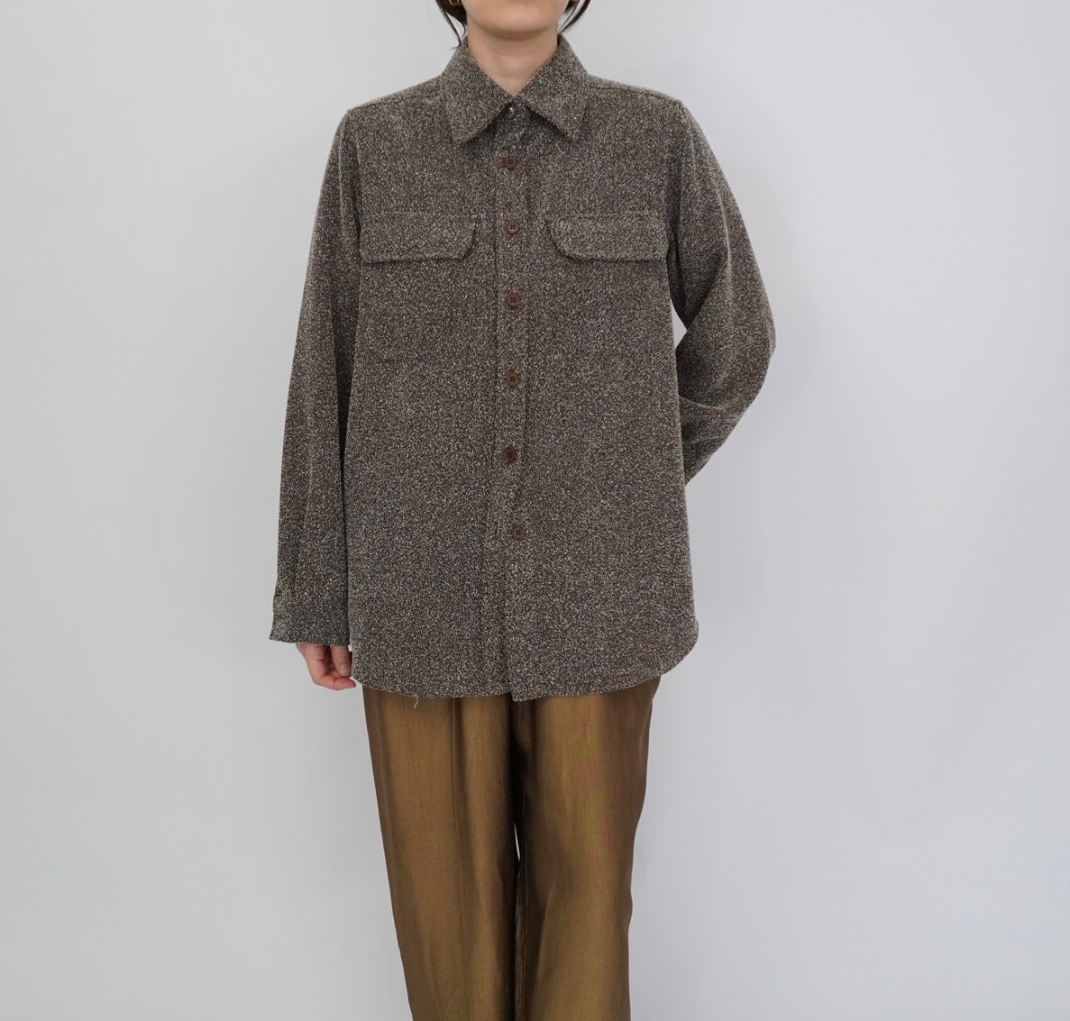 90s Brown x White Mix Shirt