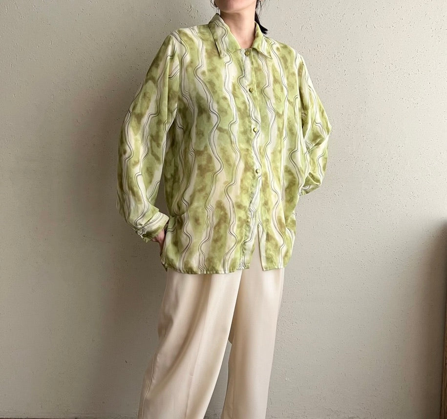 90s EURO Sheer Printed Shirt