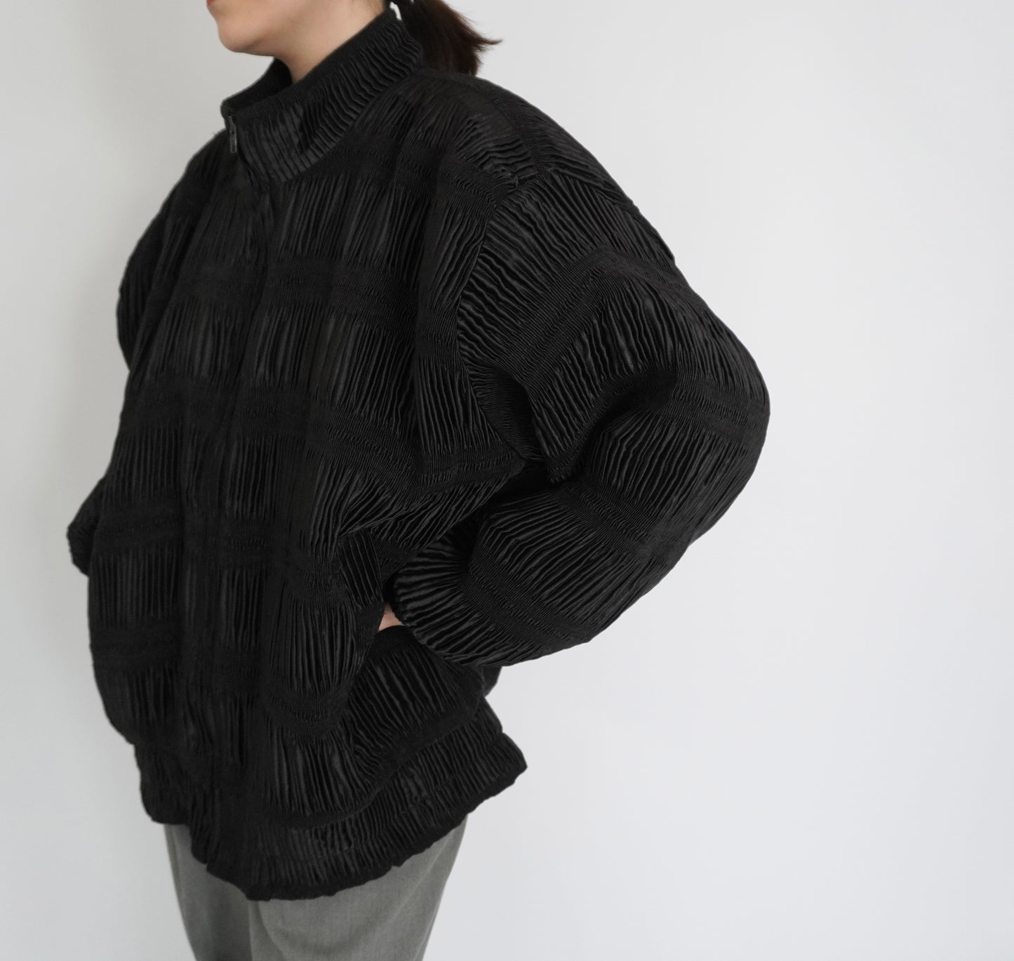 90s Black Pleat Jacket
