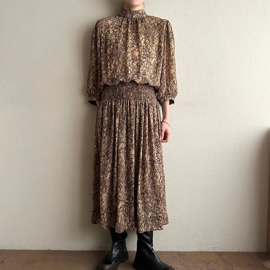 80s Printed Dress Made in USA