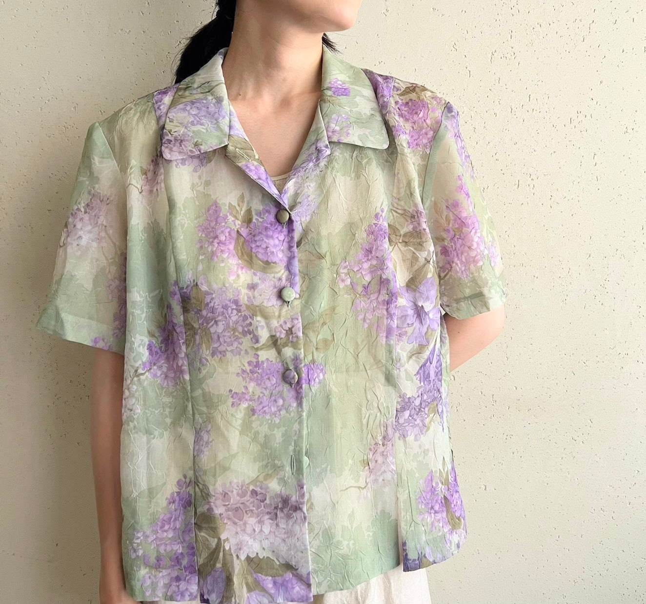 90s Printed Sheer Shirt