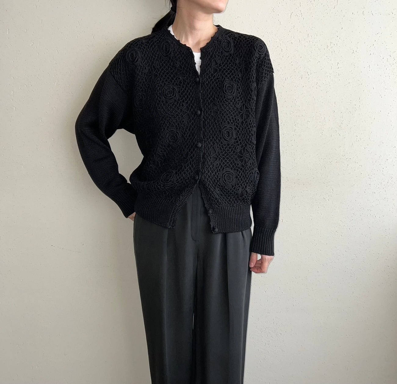 90s Cotton Design Knit Cardigan