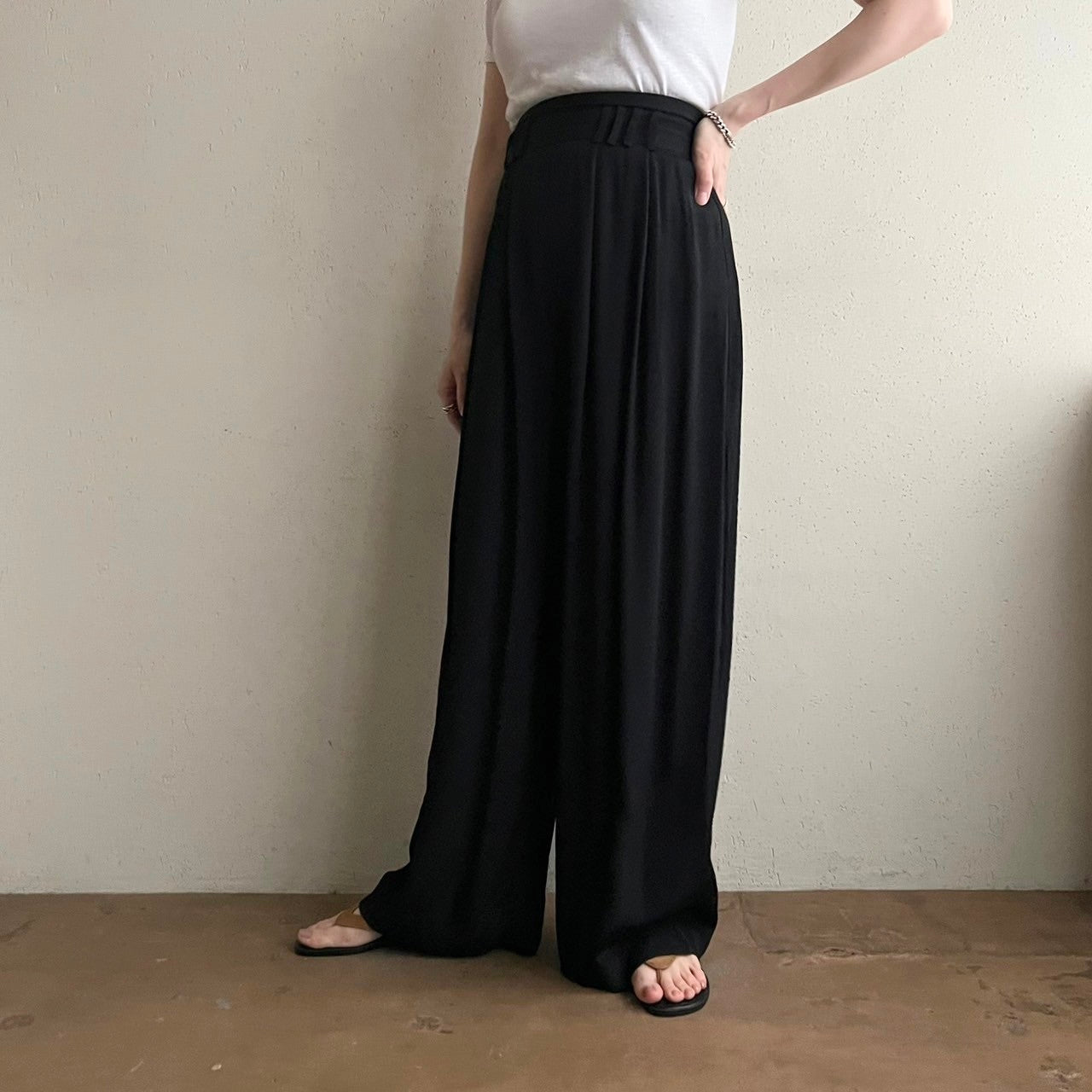 80s Black Wide Pants Made in USA