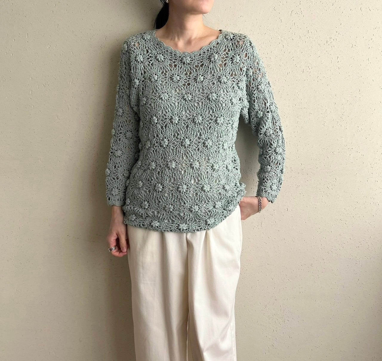 90s Silk Crochet Top
