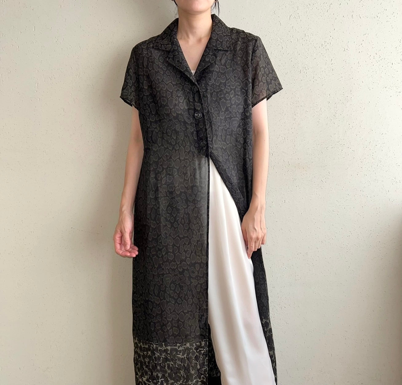 90s Printed Sheer Dress Made in USA