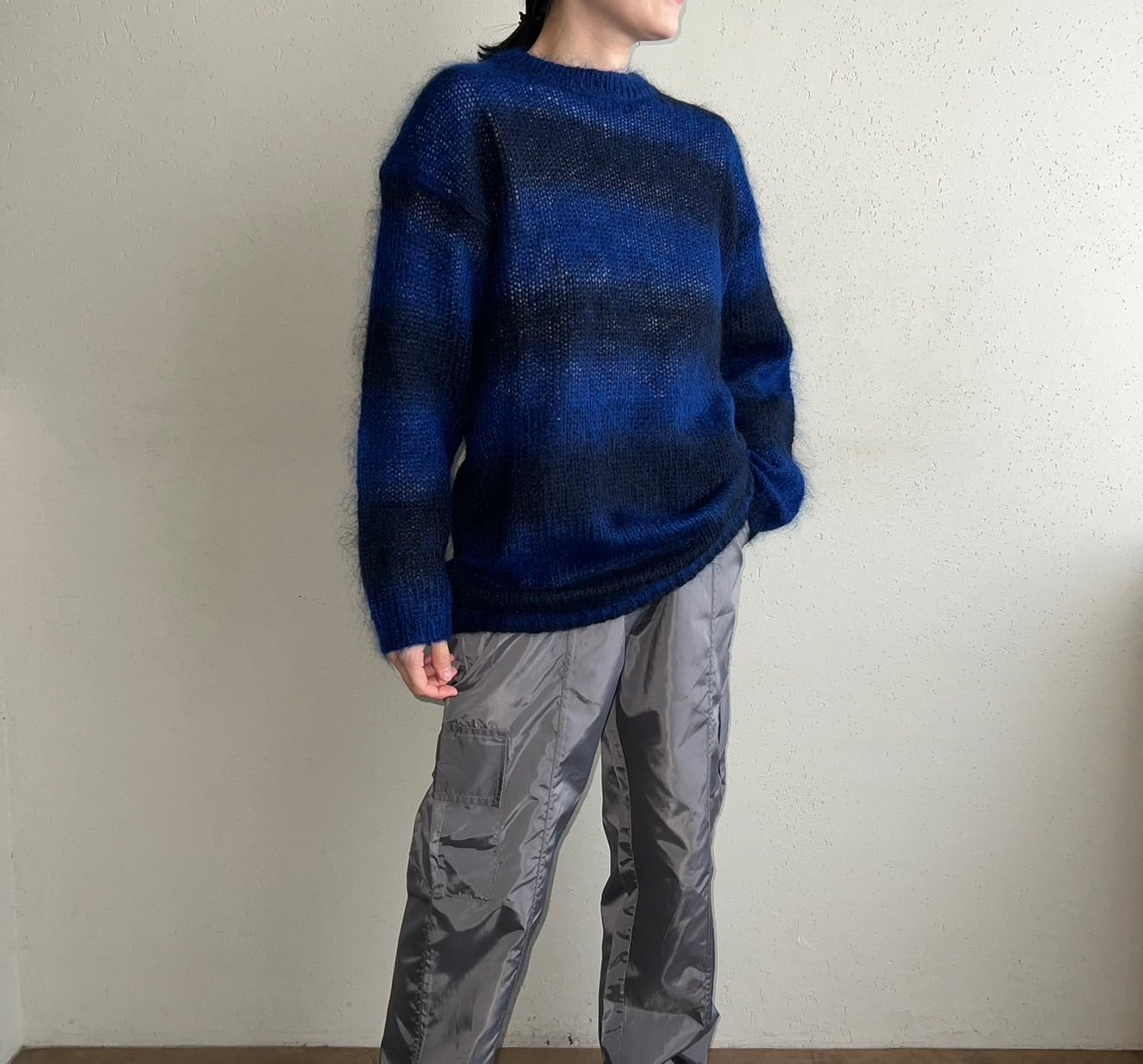 90s Black x Blue Mohair Knit