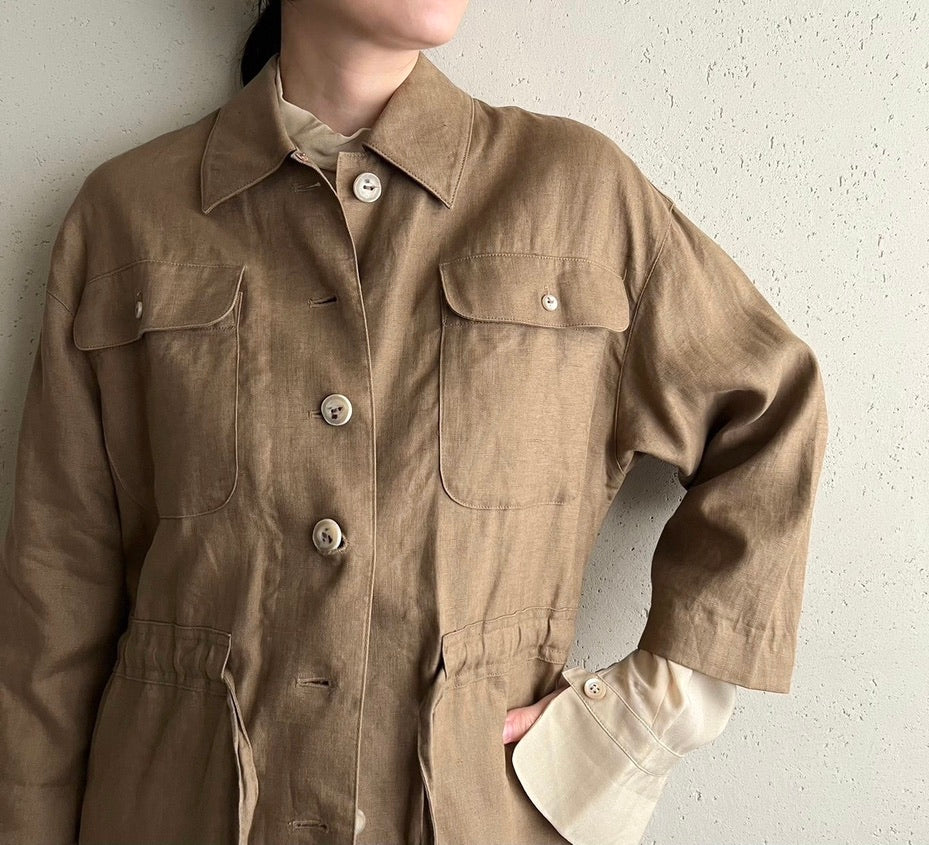 90s Linen Belted Jacket