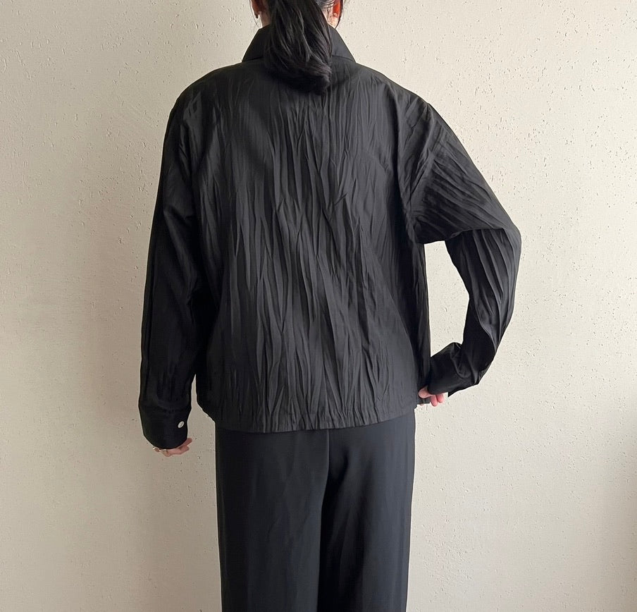90s Black Pleat Shirt