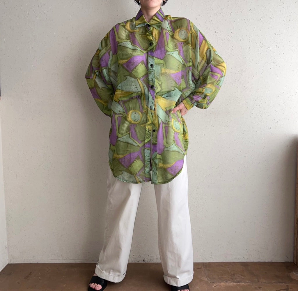 90s Sheer Printed Shirt