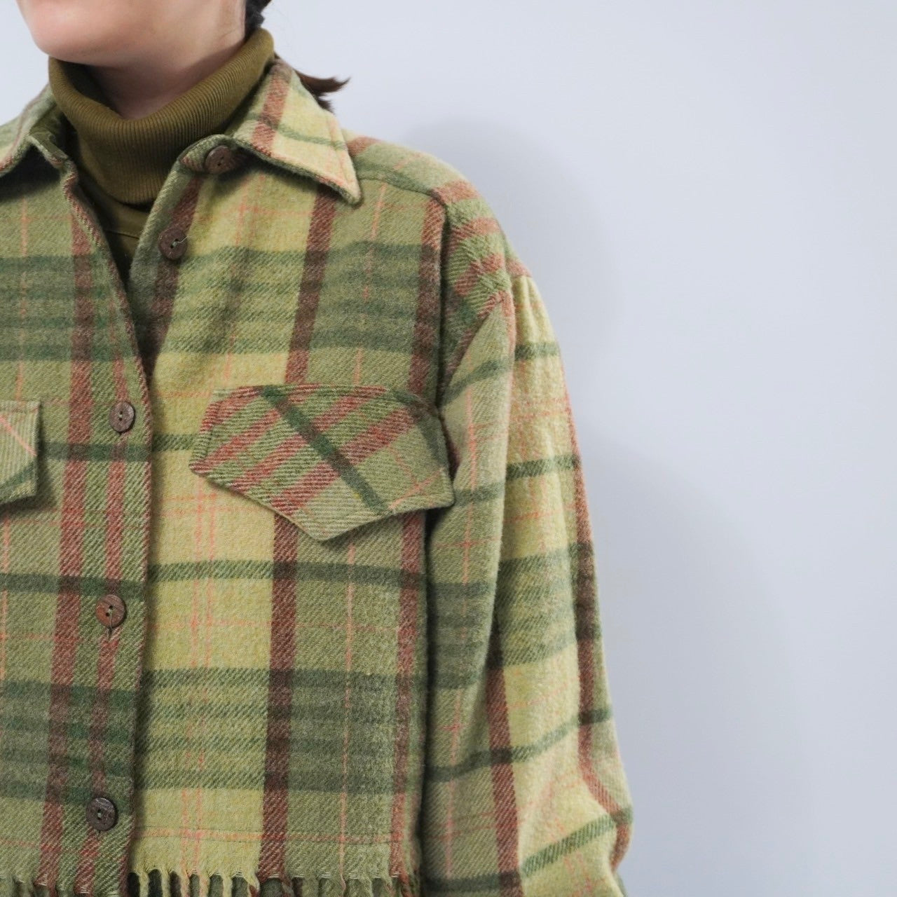 80s Plaid Fringe Design jacket Made in Italy