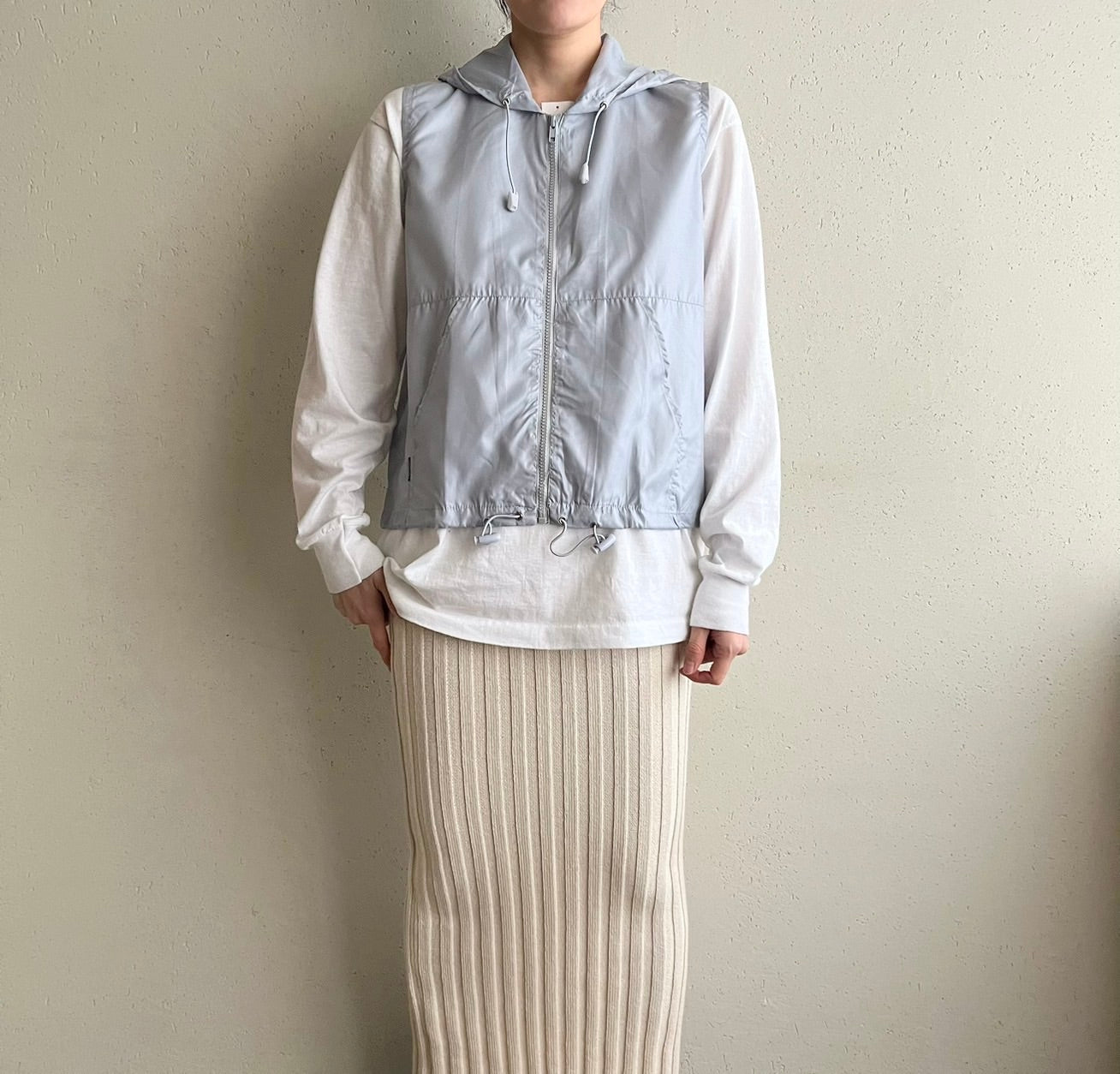 90s Light Blue Sleeveless Zipped Top Dead Stock