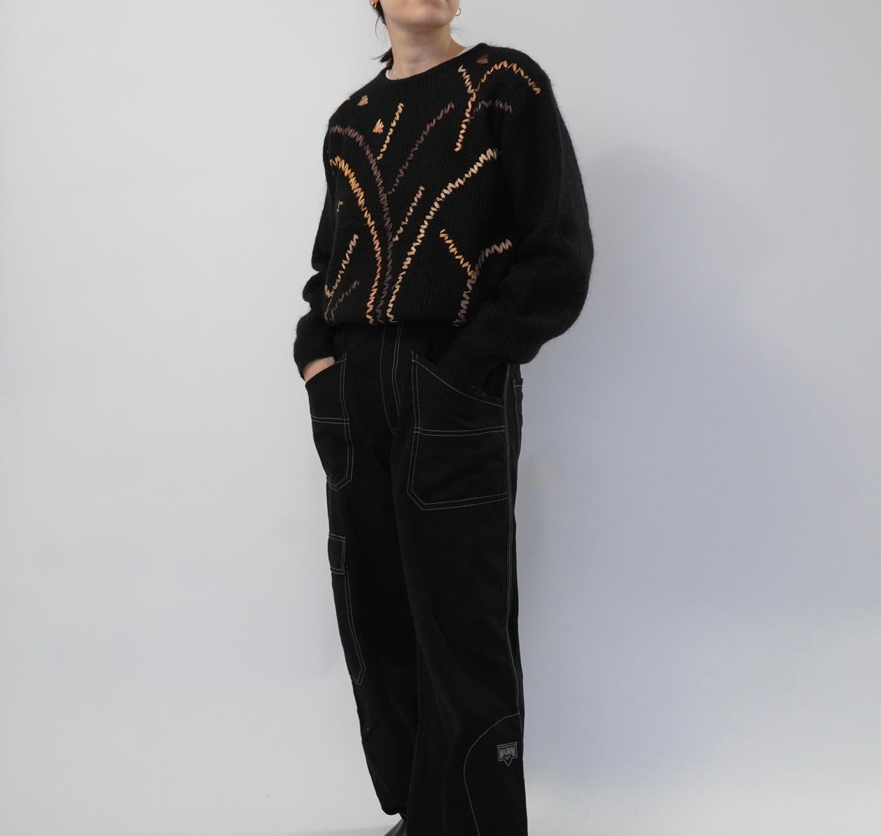 80s EURO Ribbon Design Mohair Knit