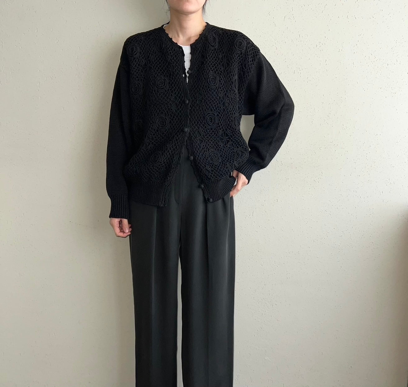 90s Cotton Design Knit Cardigan