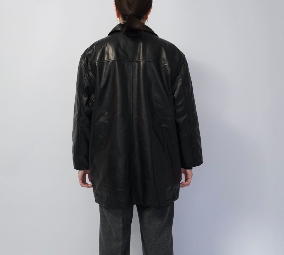 90s Black Leather Jacket Made in Italy