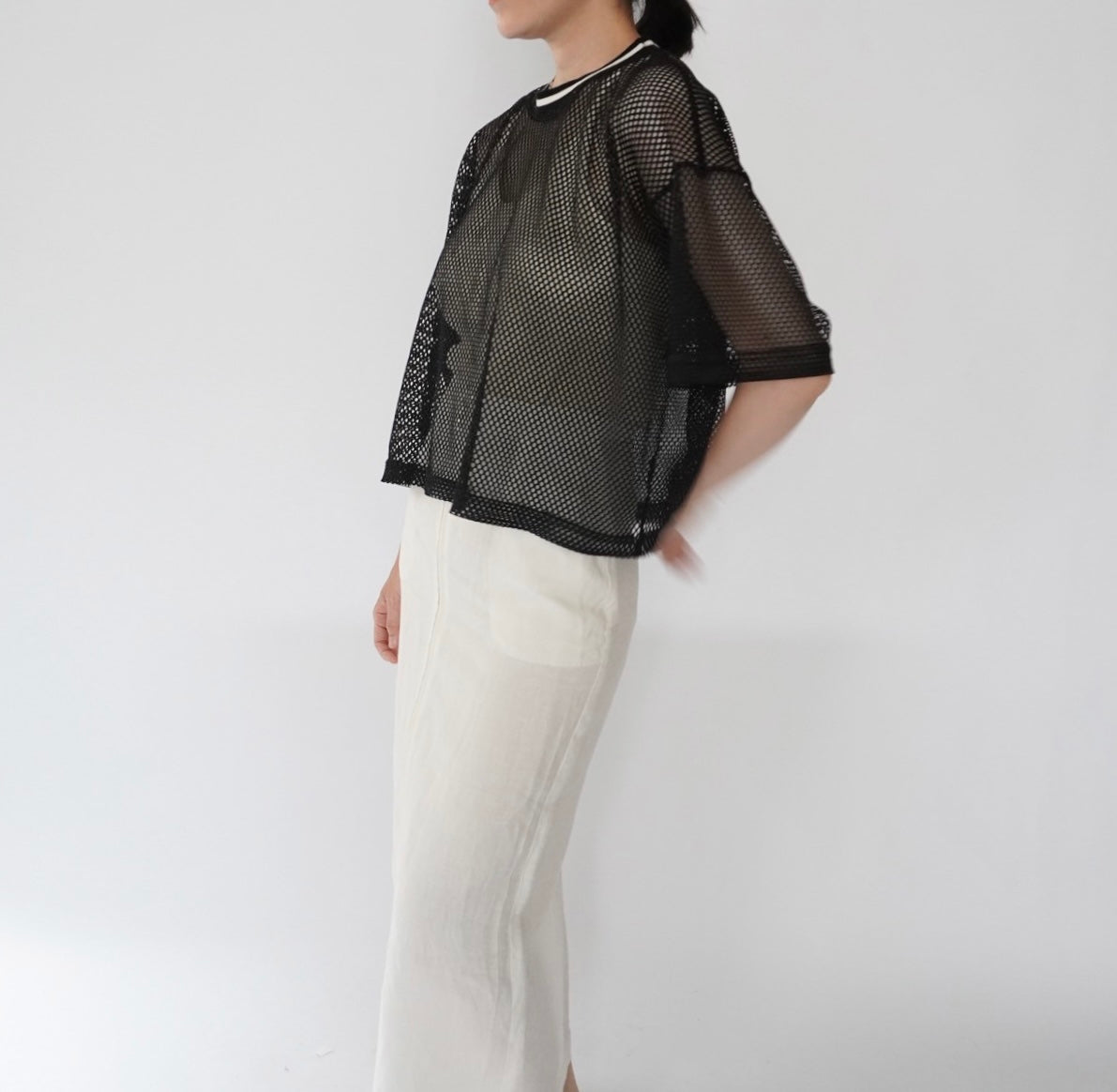 90s Black Mesh Top Made in USA
