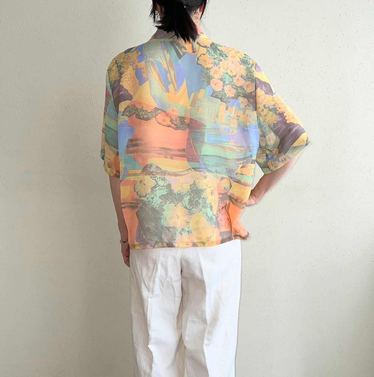 90s Sheer Pattern Printed Shirt