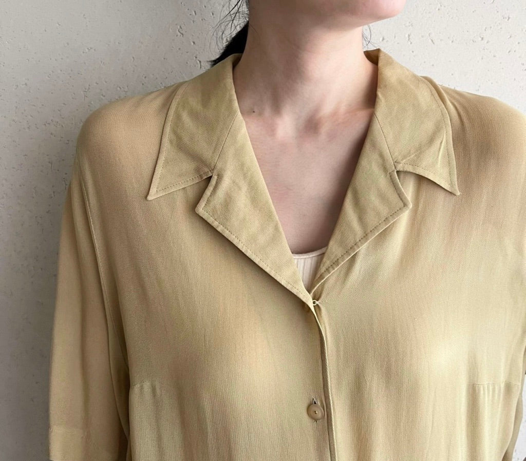 90s EURO Sheer Printed Blouse