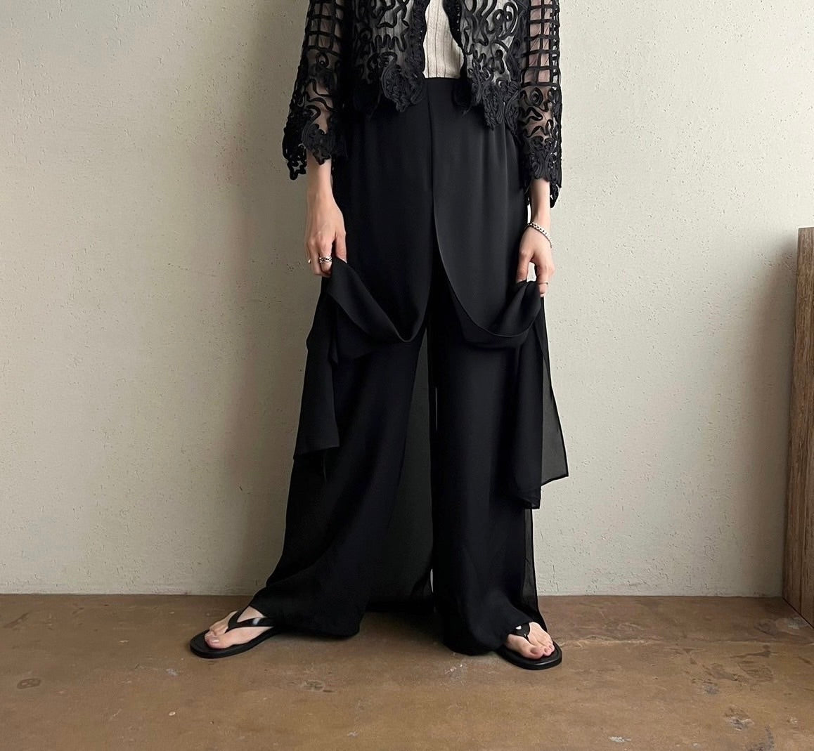 90s Slit Design Wide Pants