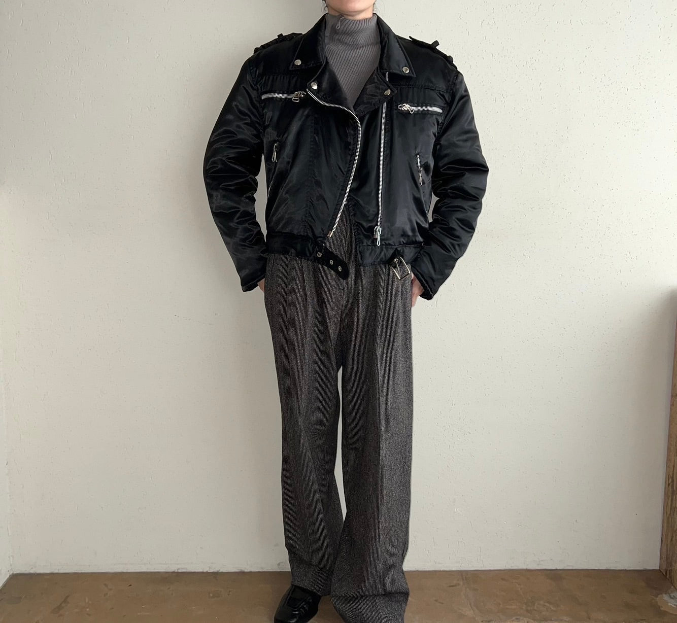 90s "AKA Eddie Bauer" Silk wool Mix Wide Pants