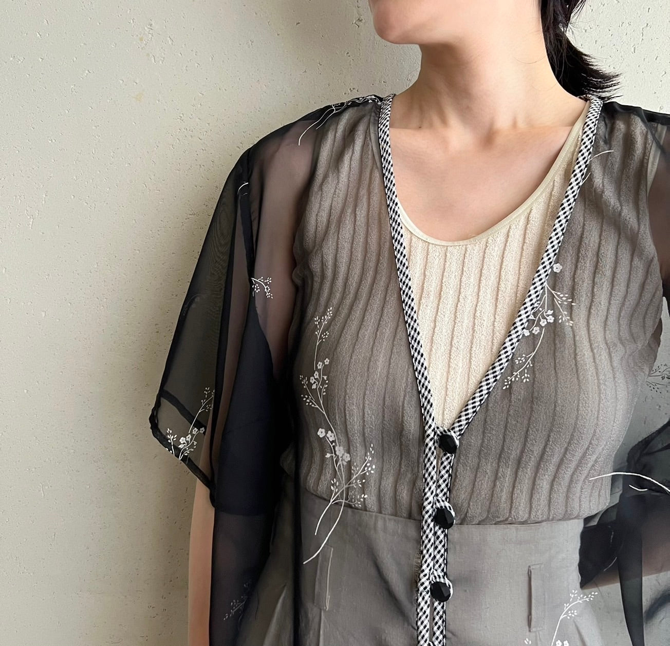 90s Sheer Printed Blouse Made in USA