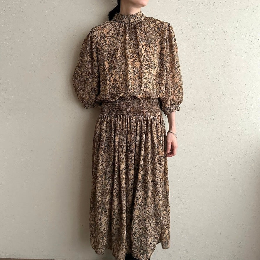 80s Printed Dress Made in USA