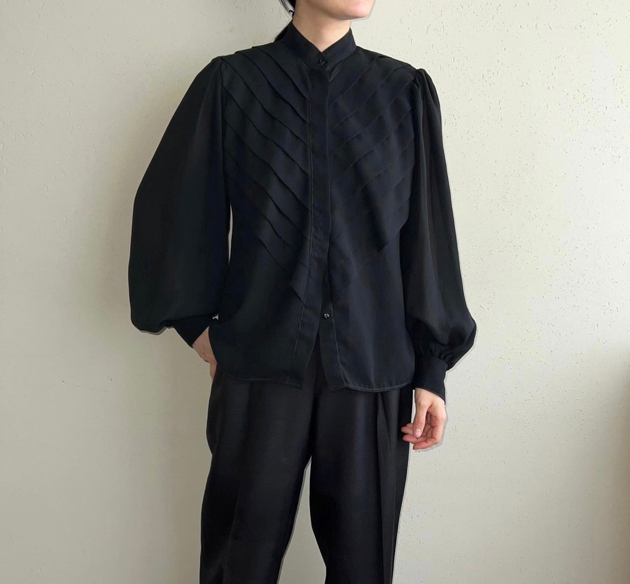90s Pleated Design Blouse Made in USA