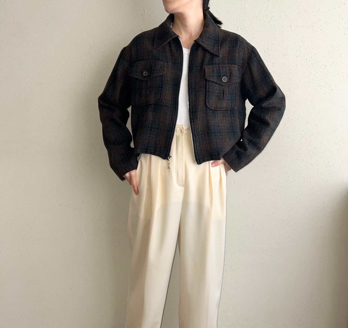 90s Plaid Zipped Jacket