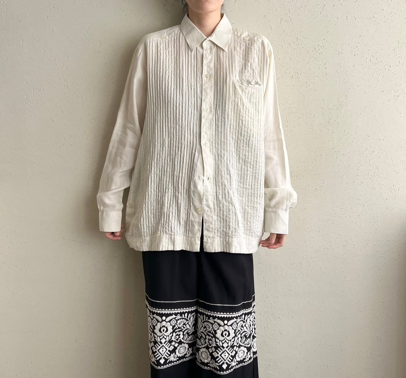 90s Pleated Design Shirt