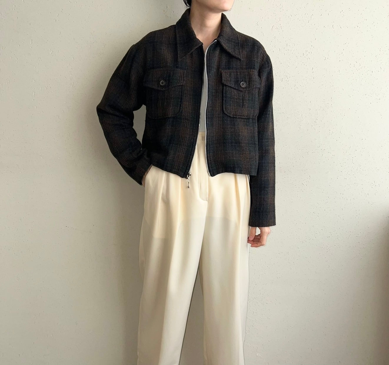 90s Plaid Zipped Jacket