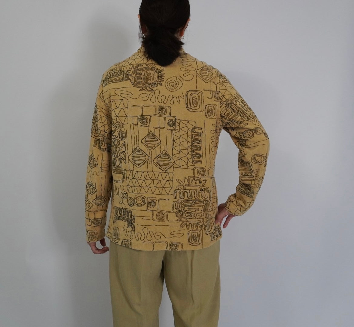 90s Abstract Printed Zip Top