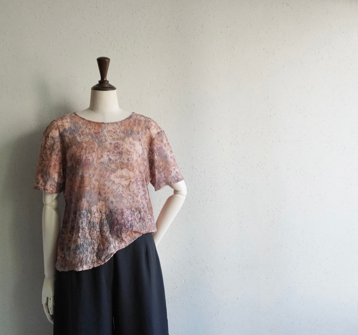 90s Lace Design Sheer Top