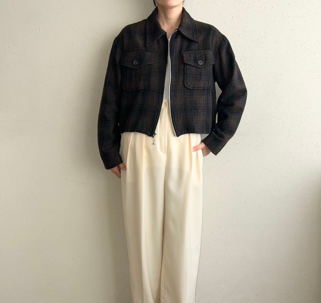 90s Plaid Zipped Jacket