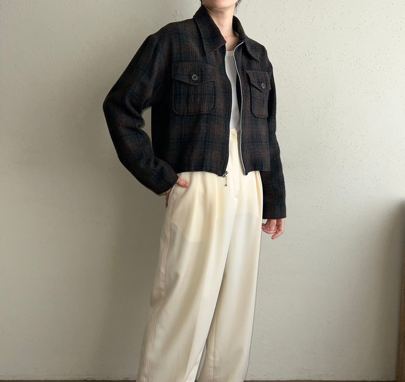 90s Plaid Zipped Jacket